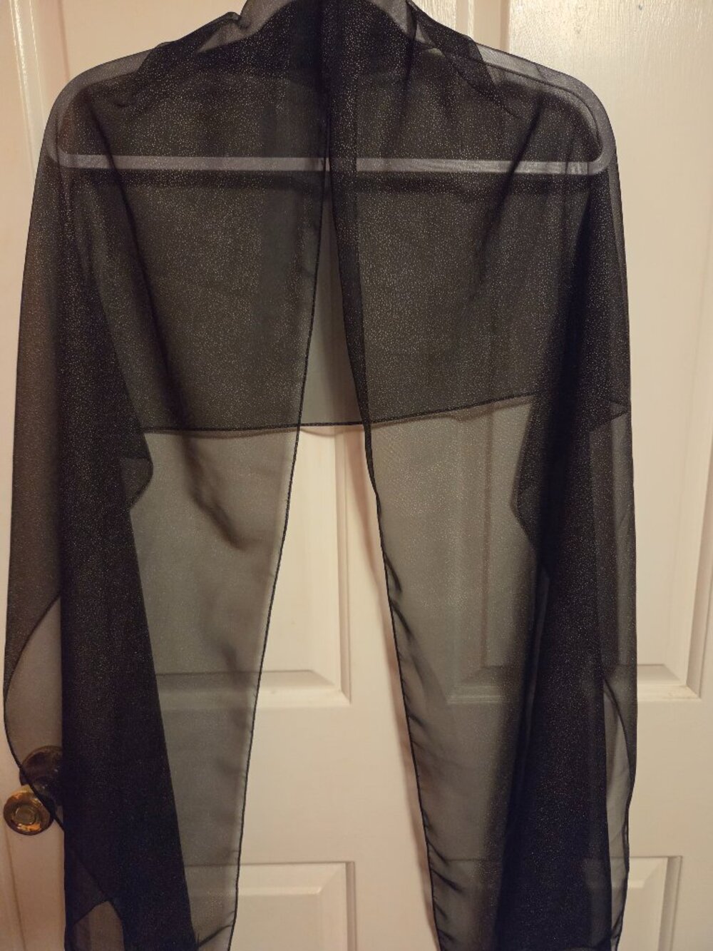 Sheer Black Scarf or Shoulder Wrap with Metallic Speaks